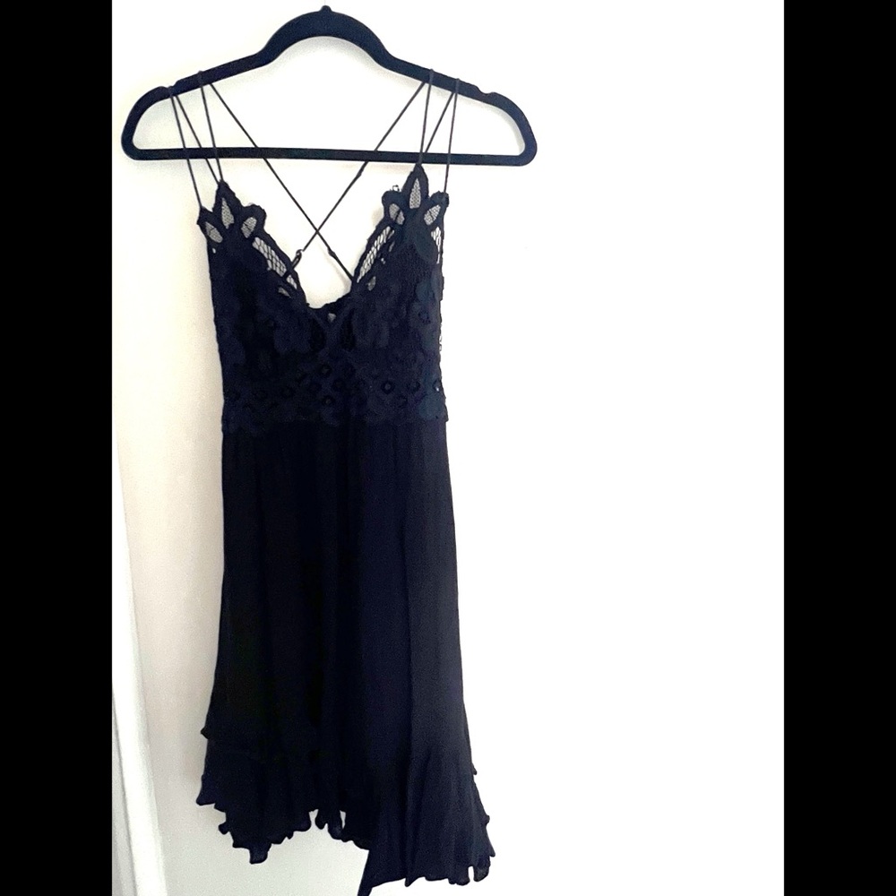 Free People Black Adella Slip Dress